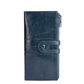 Blue Premium Leather Long Wallet Clutch Organizer 19x10x3cm - 15 Card Slots