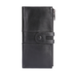 Black Premium Leather Long Wallet Clutch Organizer 19x10x3cm - 15 Card Slots