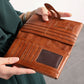 Green Premium Leather Long Wallet Clutch Organizer 19x10x3cm - 15 Card Slots