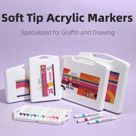 60 Color Acrylic Markers - Soft Brush Tip