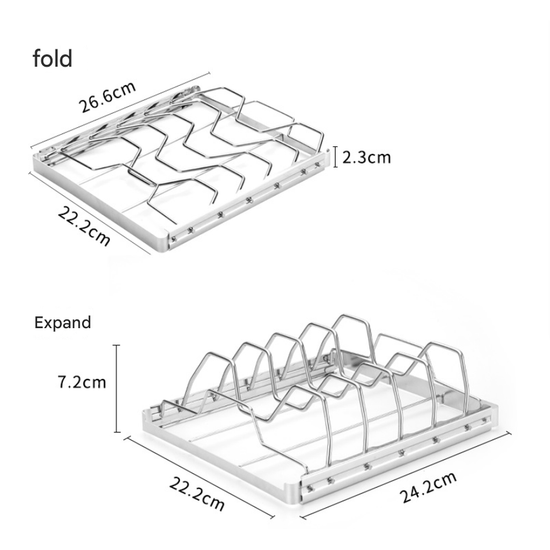 2-Pack Foldable Stainless Steel Rib Racks(26.6 x 22.2 x 2.3 cm)