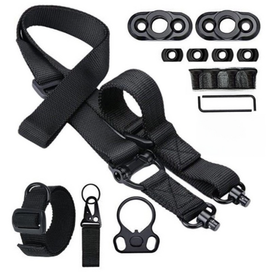 Black Quick-Adjust MS4 Tactical Sling System - Single/Two-Point Conversion Kit for Outdoor Gear