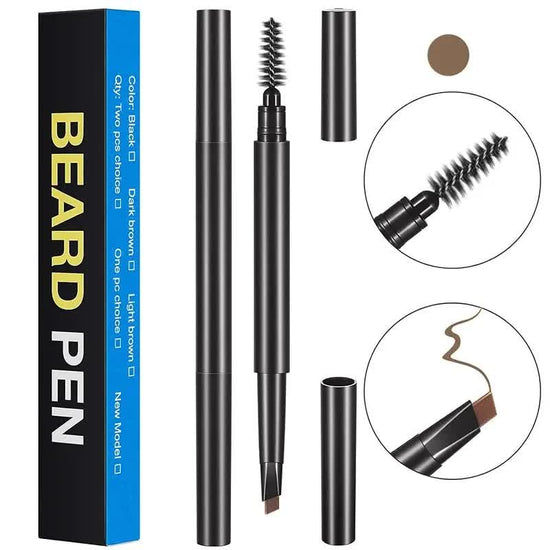 4-Pack Light Brown Beard Filler Pen for Men - Waterproof, Precision Tip and Brush for Covering Beard and Hairline