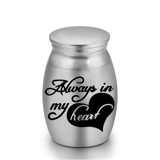 6-Pack 25x16mm "Always in My Heart" Heart Pet Urn – Steel Ashes Keepsake for Cats Dogs