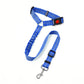 2PC Blue Adjustable Dog Car Safety Seat Belt Leash - Anti-Shock Bungee Headrest Restraint with Reflective Stitching & 316 Stainless Steel Clip