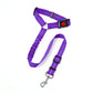 2PC Purple Adjustable Dog Car Safety Seat Belt Leash - Anti-Shock Bungee Headrest Restraint with Reflective Stitching & 316 Stainless Steel Clip