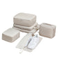 6-Piece Off-White Memory Fabric Travel Compression Packing Cubes Set - Waterproof, Anti-Wrinkle Luggage Organizer & Space Saver