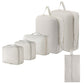 6-Piece Off-White Memory Fabric Travel Compression Packing Cubes Set - Waterproof, Anti-Wrinkle Luggage Organizer & Space Saver