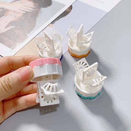 4-PCS Blue Manual Rotation Contact Lens Cleaner Case - Portable Cosmetic Lenses Storage Container & Travel Cleaning Kit