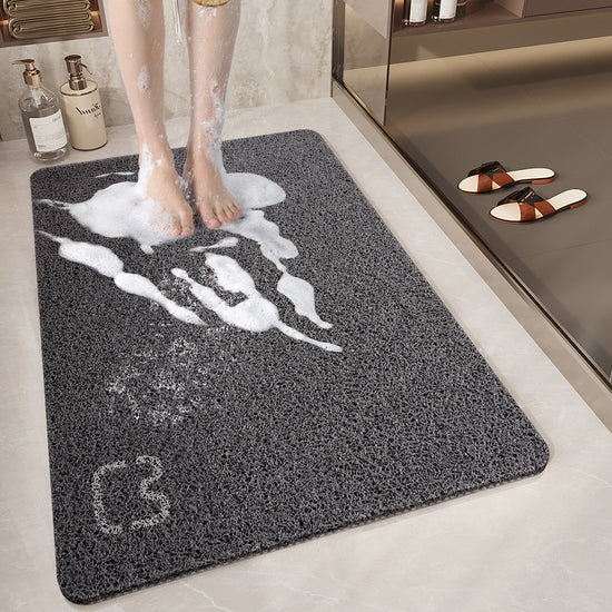 Black Cat Head Design Loofah Texture Shower Mat (40x60cm) - Non-Slip PVC Bathroom Floor Mat with Drainage, Quick-Dry, Anti-Mould