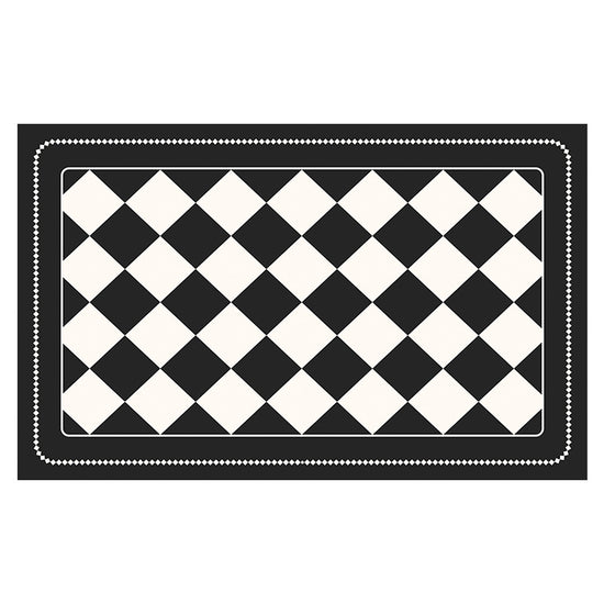Black Checkered Design Loofah Texture Shower Mat (50x80cm) - Non-Slip PVC Bathroom Floor Mat, Quick-Draining, Anti-Mould & Massage Pad