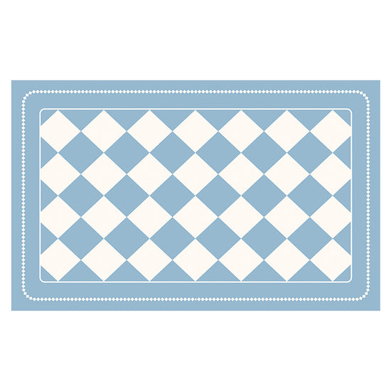 Light Blue Checkered Design Loofah Texture Shower Mat (50x80cm) - Non-Slip PVC Bathroom Floor Mat, Quick-Draining, Anti-Mould & Massage Pad