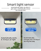 2-Pack Solar Motion Sensor Wall Light(230-Bead LED) -  3 Lighting Modes, IP64 Waterproof, Three-Sided Wide-Angle Lighting for Outdoor Security and Garden Lighting