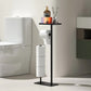 2-in-1 Freestanding Toilet Paper Holder - Thick Carbon Steel with Matte Black Finish, Storage Top and 2 * Paper Roll Holder