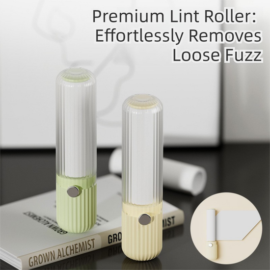 Yellow Portable Mini Lint Roller Set for Pet Hair Cleaning - 6 Refills (180 Sheets Total), Sticky Dust Remover Brush for Clothes & Travel
