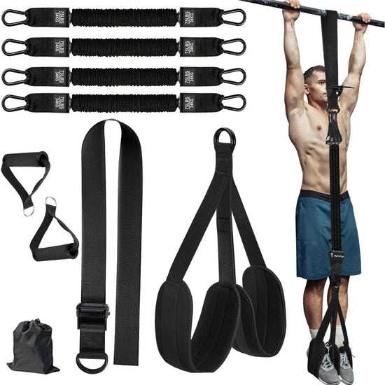 Black (300lb)Heavy Duty Pull-Up Assist Strap System With Foam Handles - Adjustable Resistance Trainer for Pull-Ups and Home Gym Workouts