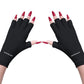 5-Pair Black UV Protection Fingerless Gloves for Nail Art Curing and Cycling Sun Protection - Made of Nylon/Spandex, Manicure Hand Care