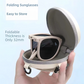 Ultra-Light Foldable TR Sunglasses for Women with Storage Bag - 15° Adjustable Temples & Premium Hinges, UV Protection (White Frame/Grey Lenses)