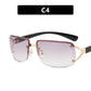 Y2K Rimless Butterfly UV400 Sunglasses for Women(Grey Gradient) - Bling Rhinestone Square Frameless, Sweet & Cool Fashion