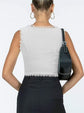 2-Pack White French Vintage Lace Splice Camisole(2XL Size) - Slim Fit Halter Top with Back Detail and Button Placket