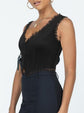 2-Pack Black French Vintage Lace Splice Camisole(M Size) - Slim Fit Halter Top with Back Detail and Button Placket