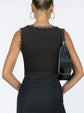 2-Pack Black French Vintage Lace Splice Camisole(XL Size) - Slim Fit Halter Top with Back Detail and Button Placket