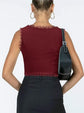 2-Pack Red French Vintage Lace Splice Camisole(S Size) - Slim Fit Halter Top with Back Detail and Button Placket