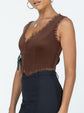 2-Pack Brown French Vintage Lace Splice Camisole(S Size) - Slim Fit Halter Top with Back Detail and Button Placket