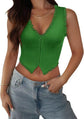 2-Pack Green French Vintage Lace Splice Camisole(S Size) - Slim Fit Halter Top with Back Detail and Button Placket