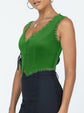 2-Pack Green French Vintage Lace Splice Camisole(L Size) - Slim Fit Halter Top with Back Detail and Button Placket