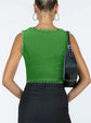2-Pack Green French Vintage Lace Splice Camisole(XL Size) - Slim Fit Halter Top with Back Detail and Button Placket