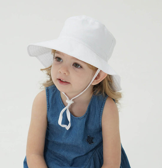 2-Pack White Kids Sun Hat and Travel Beach Fisherman Cap(M Size for Head Circumference 52-54) - Breathable UV Protection Cap