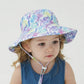 2-Pack Purple Flower Pattern Kids Sun Hat and Travel Beach Fisherman Cap(M Size for Head Circumference 52-54) - Breathable UV Protection Cap