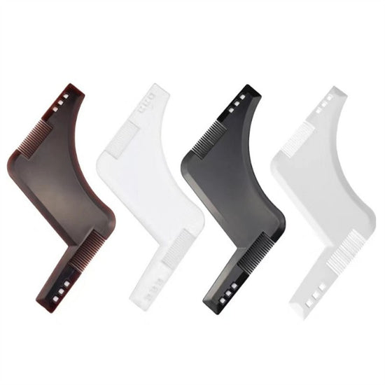 4-Pack Dual-Sided Beard Shaping Tool - Template Comb Set for Cheek, Neckline, and Jawline Grooming