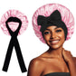 2-Pack Wine Red Satin Bonnet with Wide Band and Bow Tie - Hair Care Sleep Cap and Turban for Women