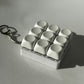 2-Pack White Mechanical 9-Keyboard Fingertip Toy Keychain - Key Pressure Relief, PVC Fingertip Toy