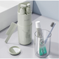 Grey Deluxe 8-in-1 Travel Toiletry Set - Portable All-in-One Toothbrush Holder, Wash Cup, Towel and 2 * Refill Bottles for Travel & Camping