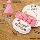 4-Pack Adorable Pet Dog Cat Birthday Party Hat & Bib Set(Pink & Light Blue) - Embroidered Bandana Bib & Felt Party Hat, Adjustable Tie-On Dress-Up Accessories