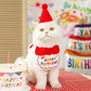 4-Pack Adorable Pet Dog Cat Birthday Party Hat & Bib Set(Green & Red) - Embroidered Bandana Bib & Felt Party Hat, Adjustable Tie-On Dress-Up Accessories