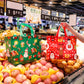 8-Pack Christmas Red Non-Woven Tote Bags(32 x 25 x 17 CM) with Film Coating - Reindeer Sleigh Design Holiday Reusable Gift Carrier Bags