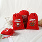 2-Pack Luxury Red Velvet Snowman Christmas Gift Bag(13x18CM) - Festive Drawstring Storage Bag for Candy, Gifts & Apple Packaging