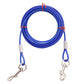 Blue Heavy-Duty Steel Wire Dual-Head Dog Tie-Out Cable Leash(5mm x 10m - 33ft) - with Dual Swivel Hooks for Tethers and Double Dog Walking