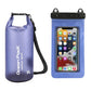 Blue Purple 5L PVC Waterproof Swimming Bag Bonus with Waterproof Phone Pouch - Roll-Top Floating Dry Gear Bags for Beach, Kayaking & Outdoor Sports