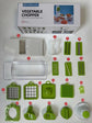 18-Piece White-Green Multi-Function Vegetable Chopper & Slicer Set - Rotary Grater with 5 Muti-Style Stainless Steel Blades for Home Kitchen