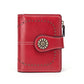 Red Korean Style Cutout Compact PU Leather Wallet - Women&