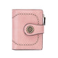 Pink Korean Style Cutout Compact PU Leather Wallet - Women&