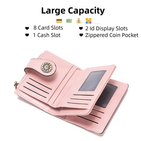 Dark Blue Korean Style Cutout Compact PU Leather Wallet - Women&