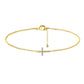 2-Pack Gold & Sliver Plated Micro-Paved CZ Mini Cross Bracelet - Dainty Adjustable O-Chain Wrist Jewelry(16-21CM)