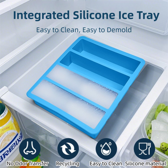 2-Packs Yellow Flexible 4-Grid Silicone Long Ice Cube Tray with Lid - Easy Release Reusable Mold for Narrow Bottles & Cocktails