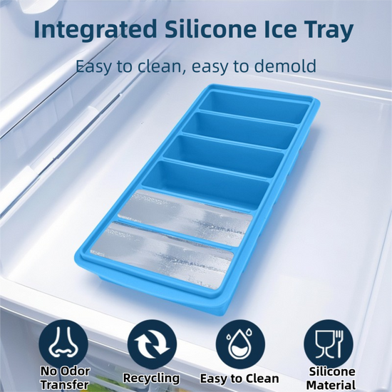 2-Packs Black 6-Grid Extra Long Silicone Ice Cube Tray - Easy Release Reusable Food Grade Mold for Whiskey, Cocktails & Commercial Use